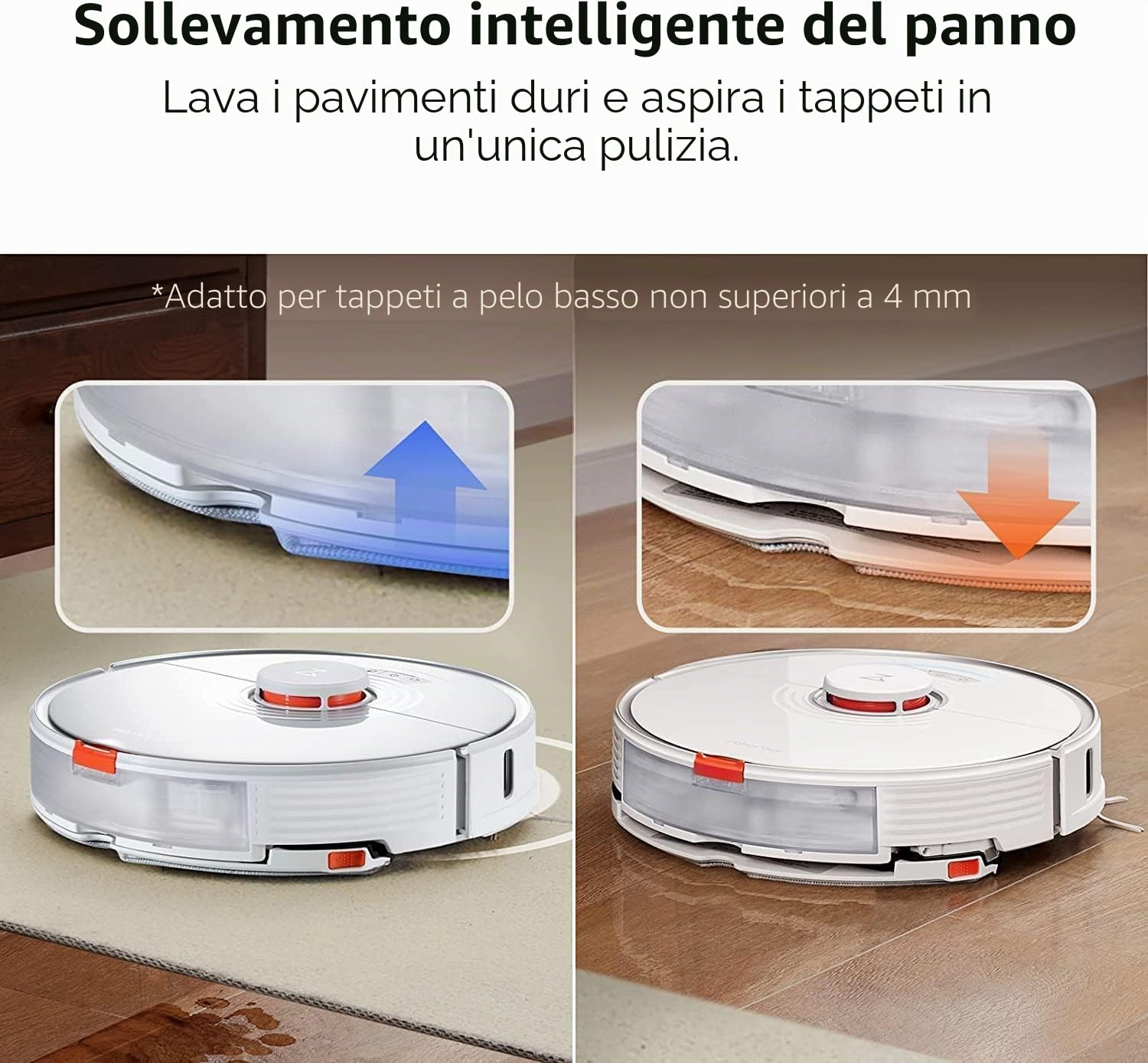 roborock S7 Robot Aspirapolvere Lavapavimenti con Sonic Mopping, Robot Aspirador(2500 PA),Panno Automatico,Pulizia Personalizzata,Mappatura multilivello Aspirapolvere Robot, Controllo APP & Alexa