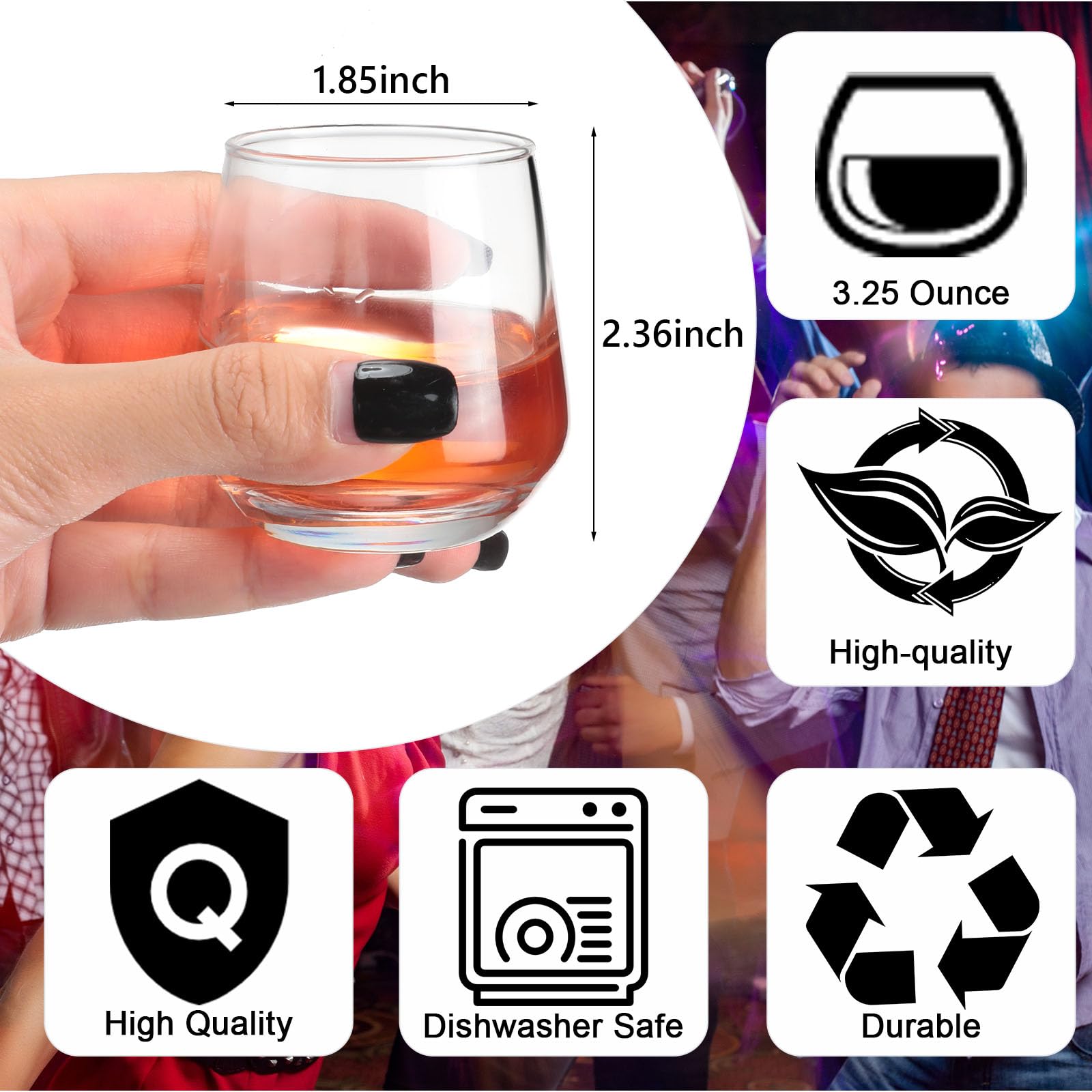 Zopeal Confezione da 48 bicchierini da liquore da 92,1 g, per degustazione di liquori e liquori, per degustare espresso, birra, succhi