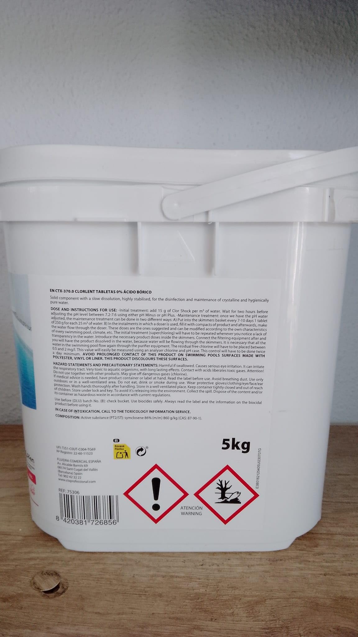Cloro para Piscinas de la Marca FLUIDRA Modelo CTX 370.0 5KG COM.TRICL.250G.
