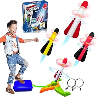TODARRUN Foam Rocket Launcher Kids Age 5 6 7 8+, Rocket Launcher for Kids Rocket Toy, Fun Stomp Toy Rockets Toys Boys Toys Age 3-12 Girl Gifts Rocket for Kid Xmas Gifts Outdoor Toy