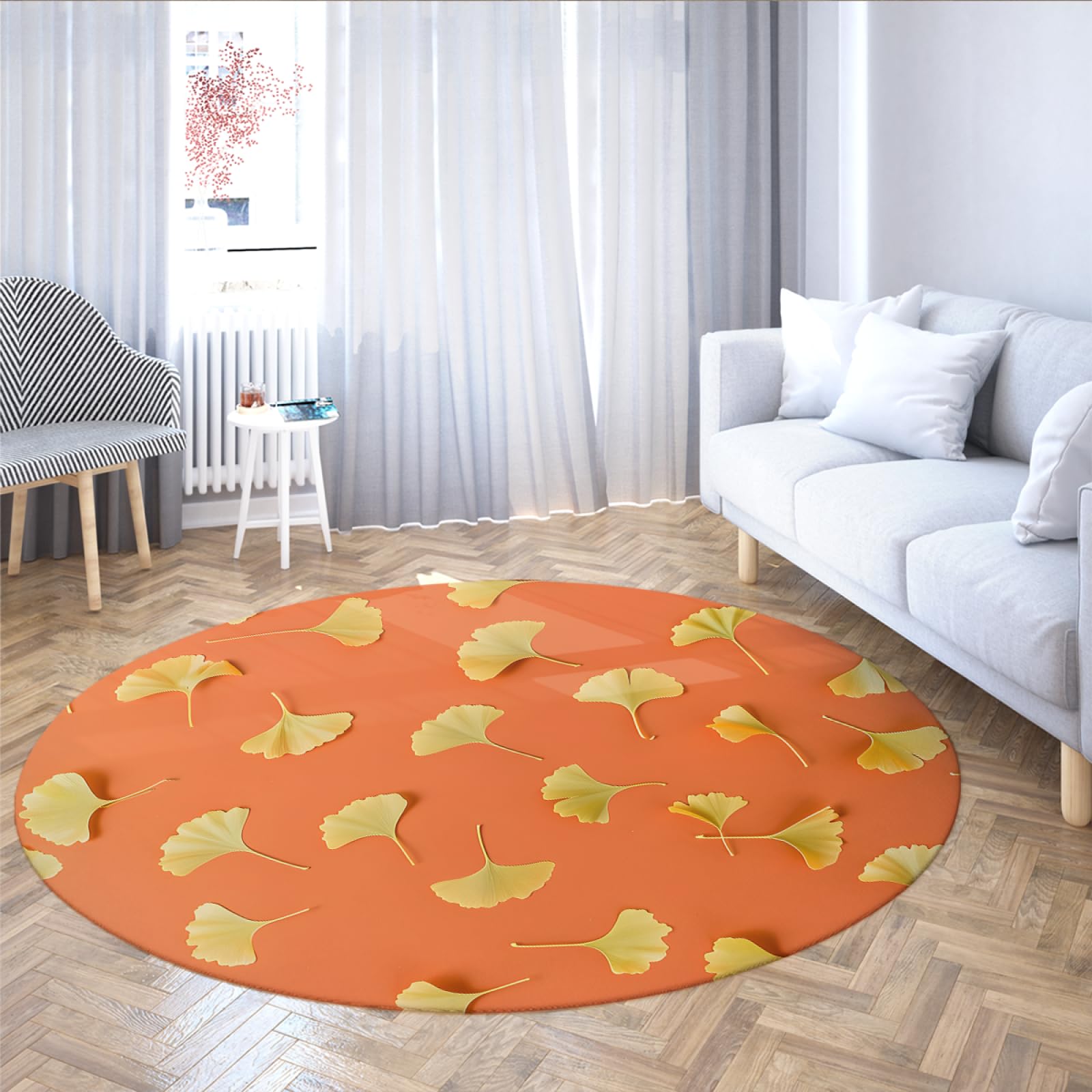 Tapis lavable et pliable ginkgo pour nettoyer facilement les taches de café dans le salon