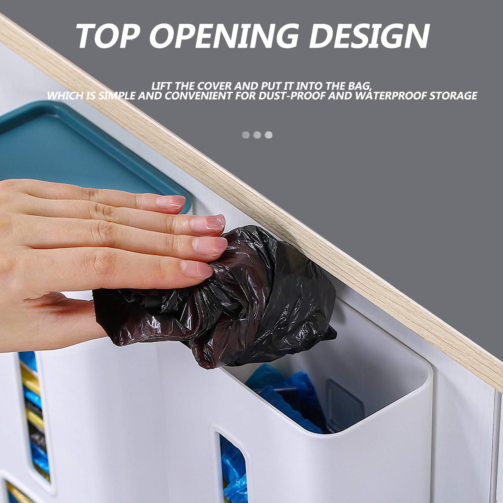 Portasacchetti Di Plastica - Dispenser Con Chiusura A Coulisse - In Cotone E Lino - Con Gancio Da Appendere - Foto 3