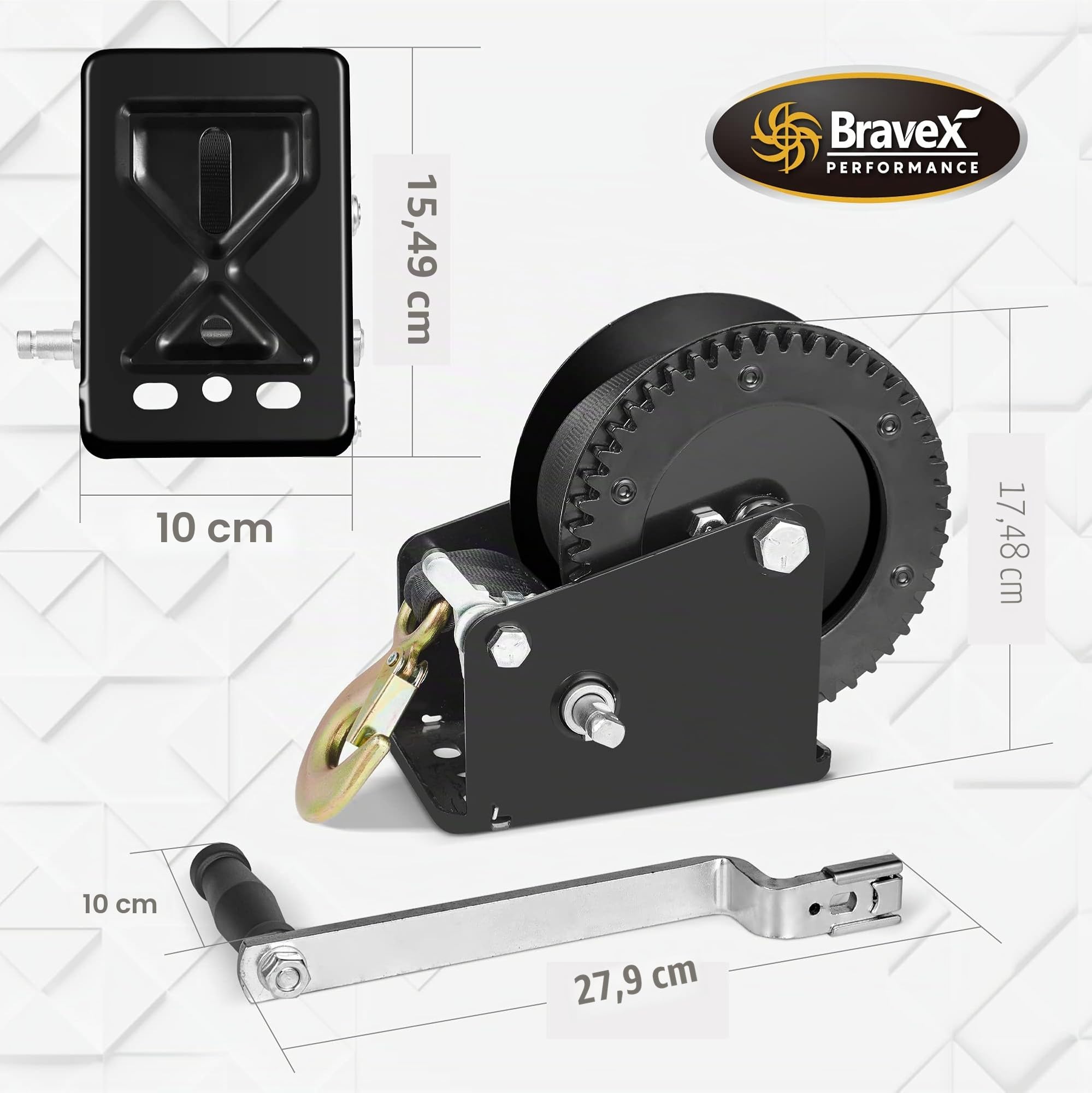 Bravex Treuil manuel à cliquet bidirectionnel pour bateau, VTT, camping-car, remorque 907 kg