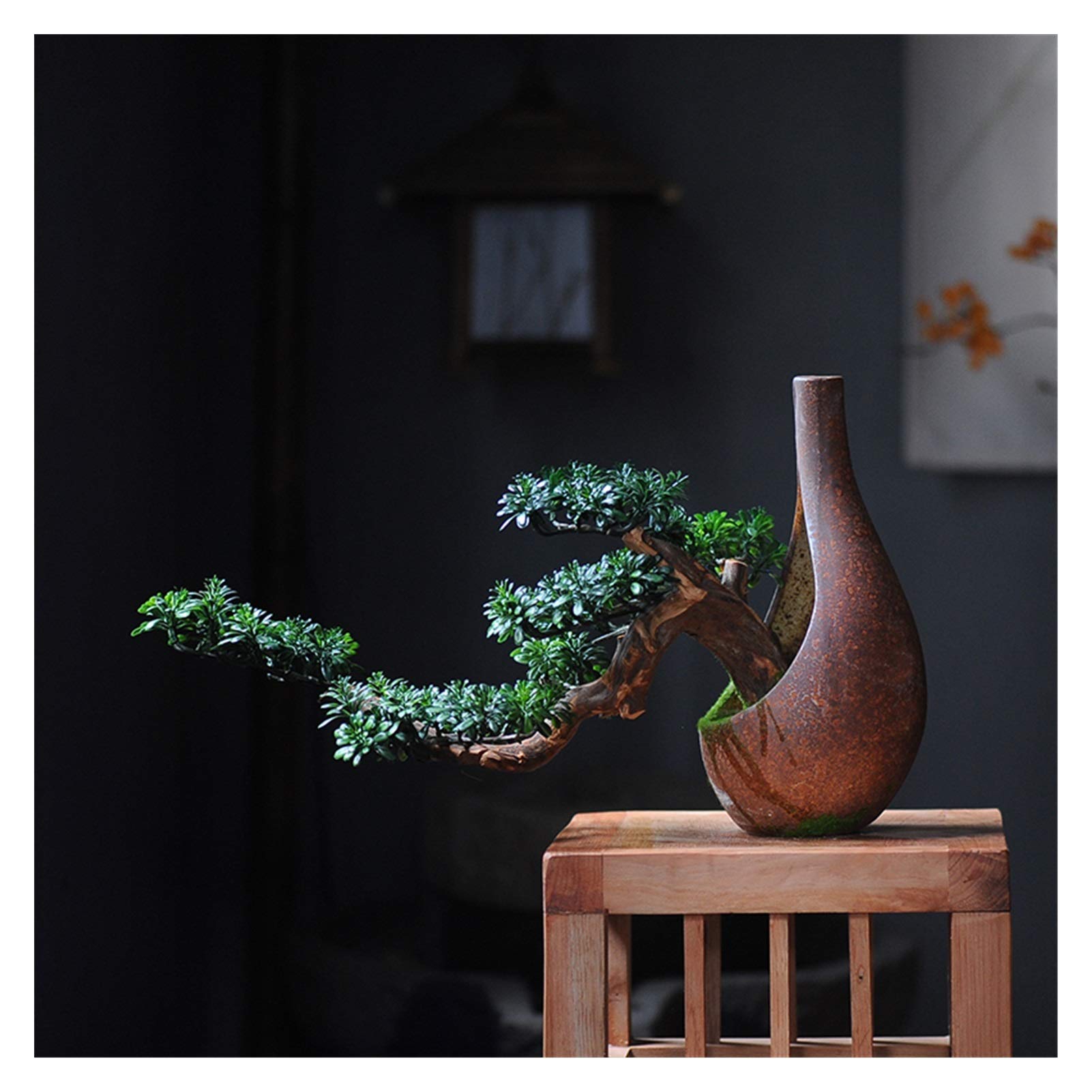 Artificial Bonsai Plant New-style Home Furnishings Simulation Welcoming Pine Bonsai Hotel Corridor Green Plants Porch Living Room Study Decoration Ornaments Handicraft Gifts Simulation Potted Decorati