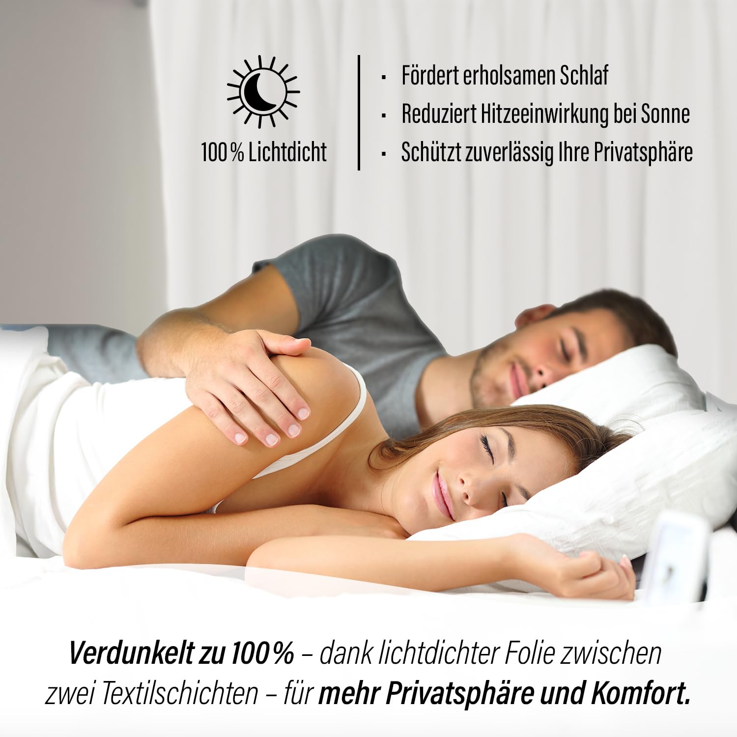 Homing Vorhang Nox Weiß | Verdunkelungsvorhang mit Multifunktions-& Bügelband | Thermovorhang Hitzeschutz | Akustikvorhang Schalldämmung | Vorhang Blickdicht | Blackout Curtain | 135x270 cm | 1 STK.