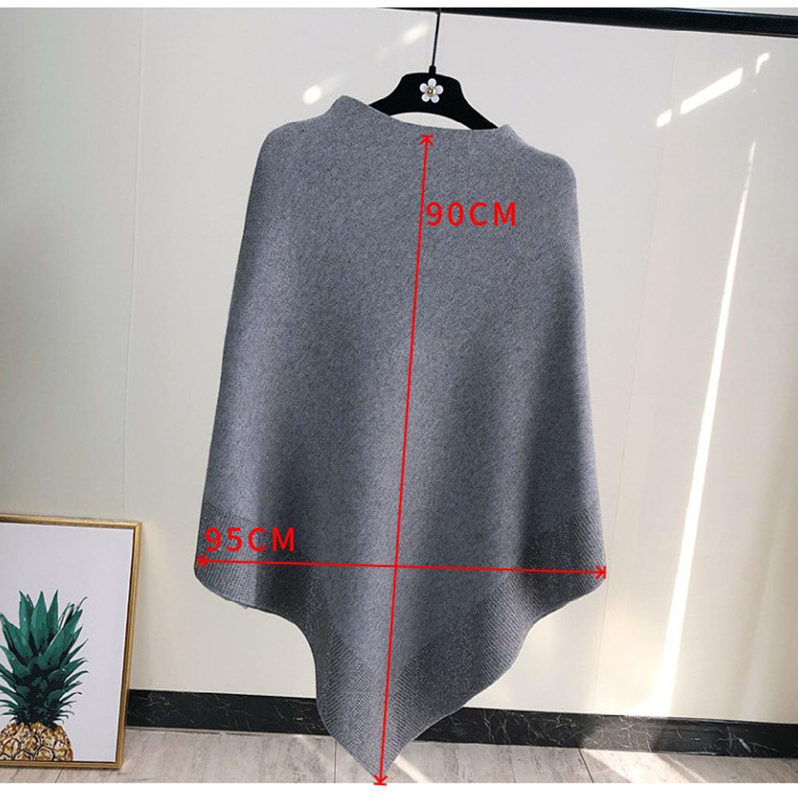 Genérico Chal de lana brillante para mujer, chal irregular con diamantes de imitación, elegante poncho de punto para mujer