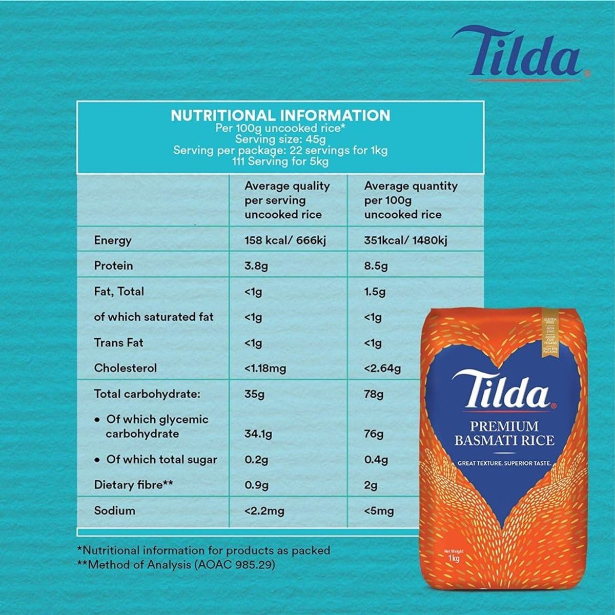 Tilda Golden Sella Basmatireis 4 x 5 kg - Vorgedämpfter Premium-Basmati | Extra lange Körner | Nicht klebend & aromatisch | Ideal für Biryani, Curry, Pilaw Mit Kajal Aufkleber