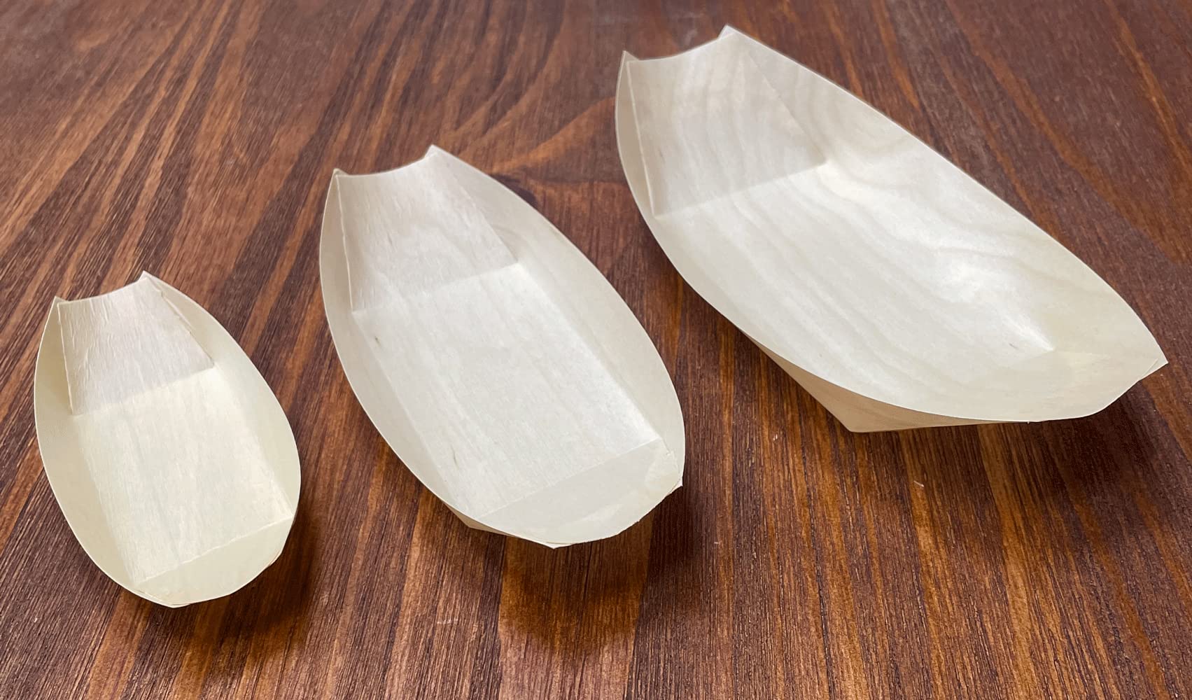 Platos/platos desechables de madera para barco (300, 8 pulgadas de largo x 3.9 pulgadas de ancho x 0.8 pulgadas de alto).