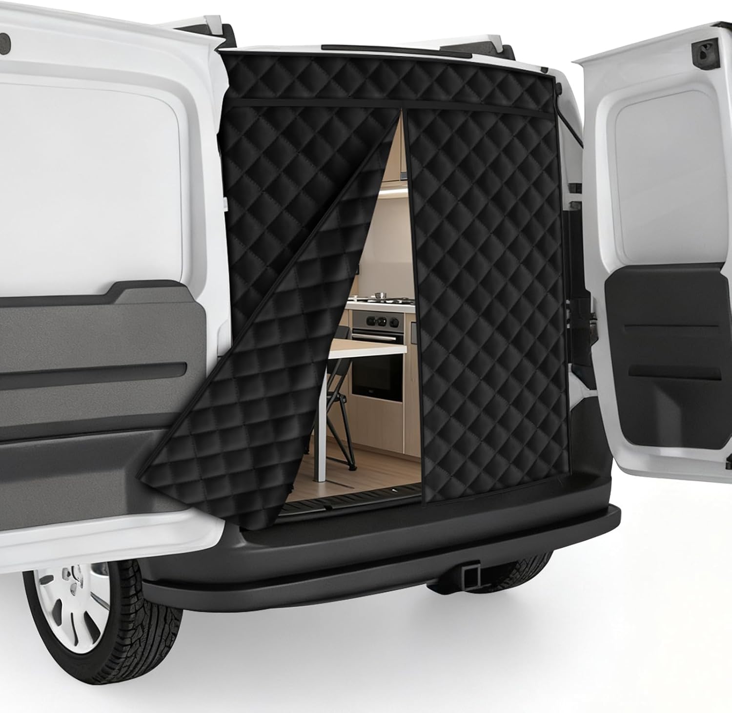 Van Insulated Door Curtain for Rear Doors Magnetic Thermal Cover for Standard Roof of Ford Transit/RAM Promaster/Mercedes Sprinter - Keep Heat in & Cold Out for Winter Camper Van
