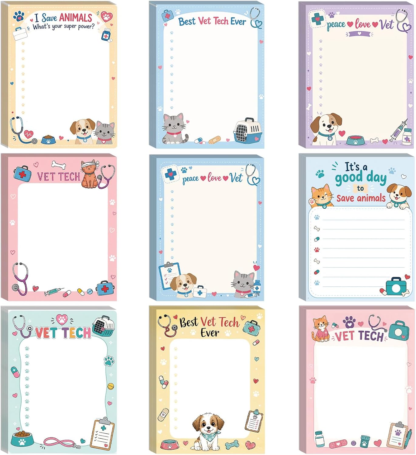 9 Pcs Vet Tech Week Gifts Sticky Notes for Vet Assistant Veterinary