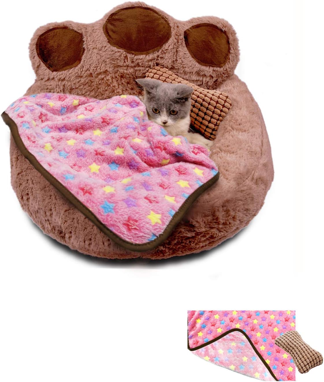 GAPZER Cat Bed & Dog Bed, Round Pet Beds for Indoor Cats or Medium Dogs, Slip-Resistant Oxford Bottom Detachable Machine Washable Pet…