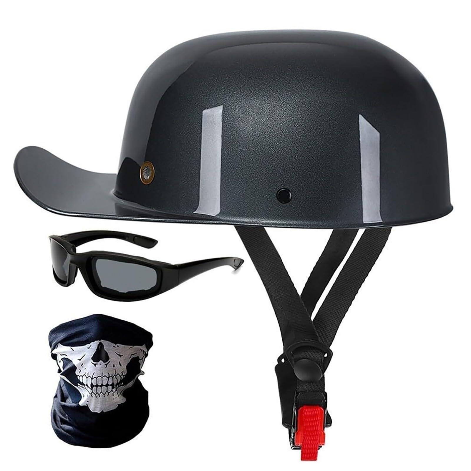 Casco Moto Jet Homologado ECE R22.06, Estilo Gorra de Béisbol Media Carcasa con Gafas de Sol, Dot Legal para Carretera para Scooter Moped Cruiser, Máscara Incluida