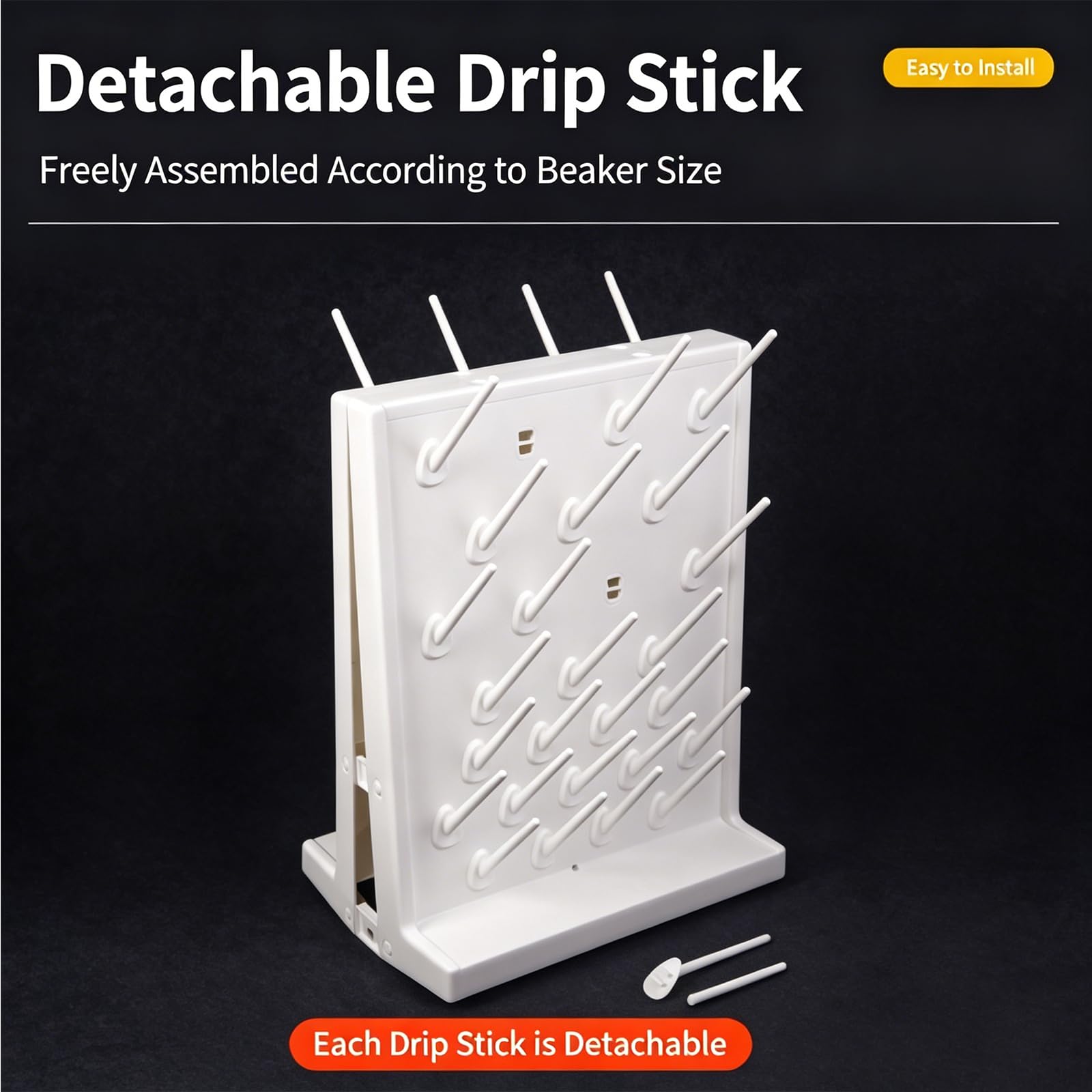 Escurridor de Laboratorio con Soportes Desmontables, Drenaje rápido para Material de Vidrio, Tubos de ensayo, Vasos de precipitados y matraces, Material PP Duradero.