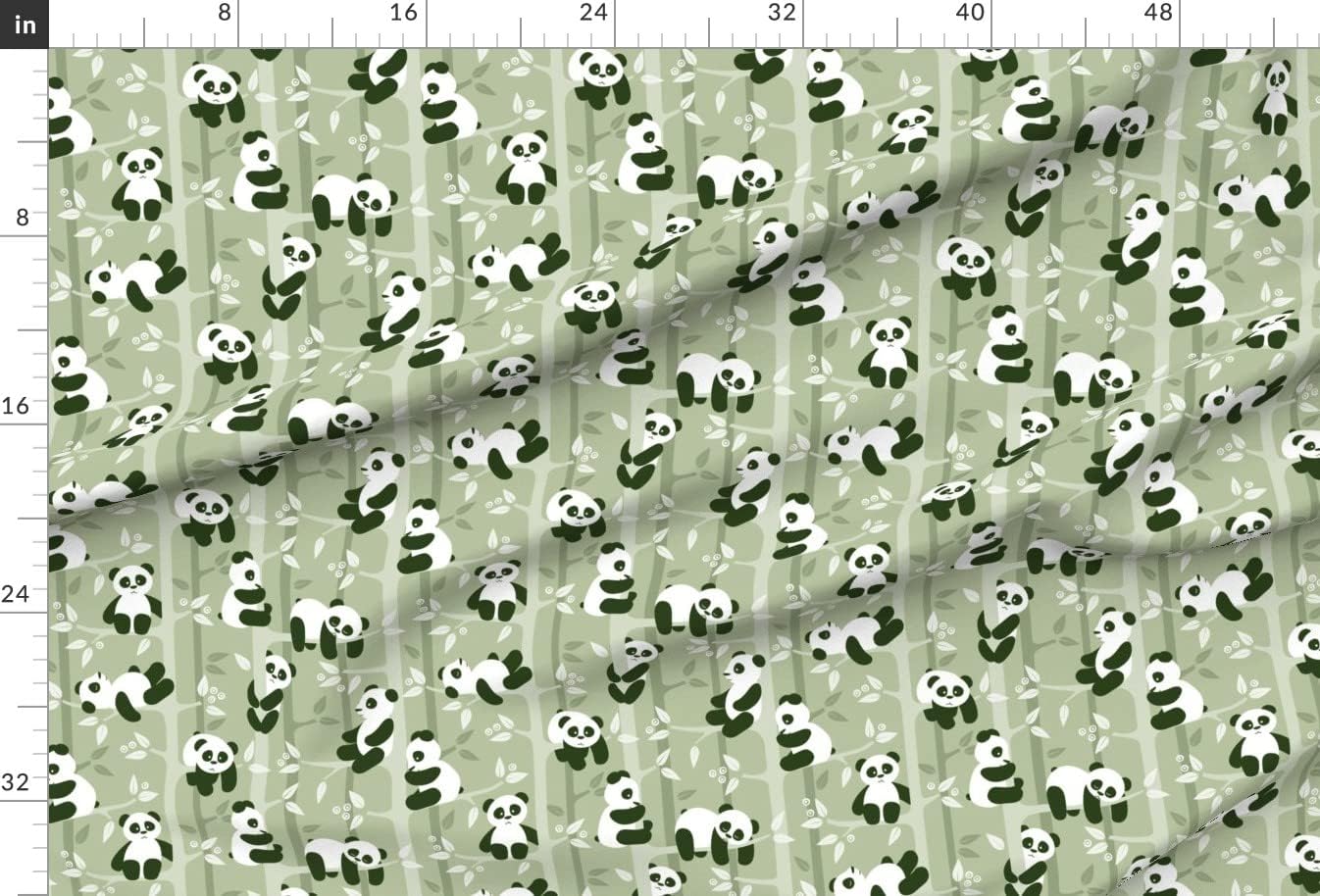 Spoonflower Fabric - Panda Forest Kids Animals Bear Army Green Monochrome Jungle China Printed on Minky Fabric by The Yard - Sewing Baby Blankets Quilt Backing Plush