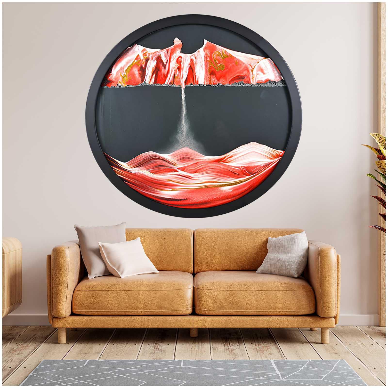 Amazon.co.jp: 壁掛け360度回転絵画, 動くサンドアート付きの壁