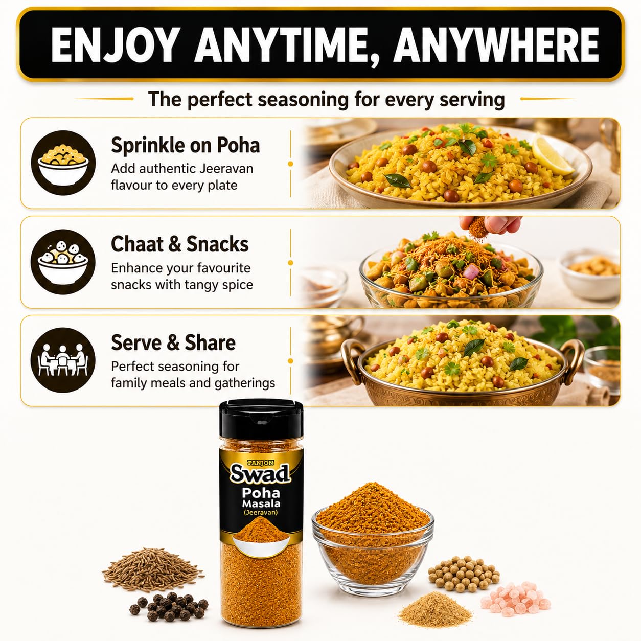 Swad Jirawan Poha Masala, 300g, Pack of 3 2