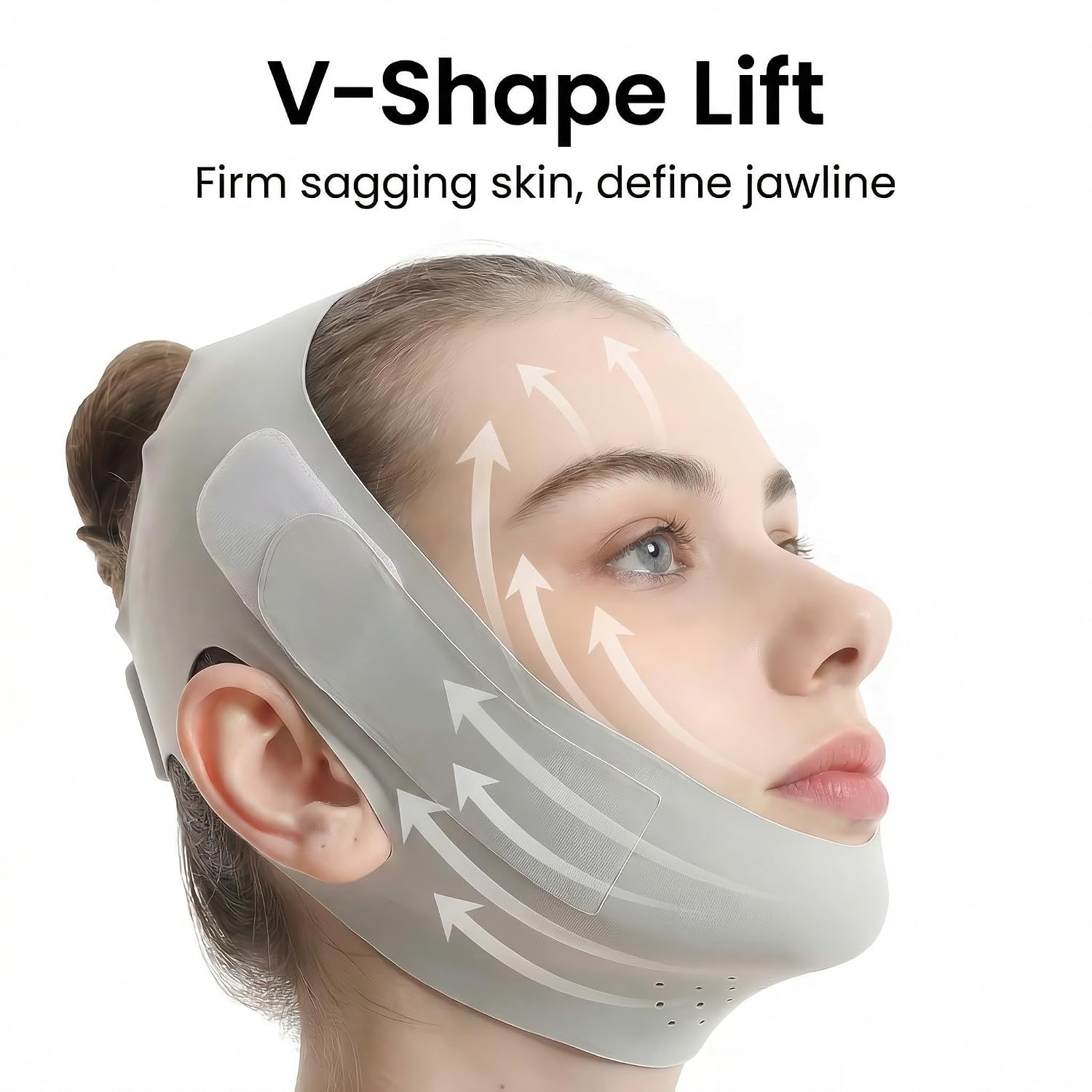 Graphene V Line Lifting Mask Chin Up Mask, Chin Strap for Sleeping – Breathable Jaw Strap, Contouring Face Lift Mask, Reusable Anti-Sagging Support for Jawline Shaping (Light green)