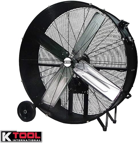 Miniatura 7 de K Tool International 77742 Ventilador de tambor de transmisión por correa de 42 pulgadas con ruedas de 8 pulgadas, alta velocidad, 2 velocidades,
