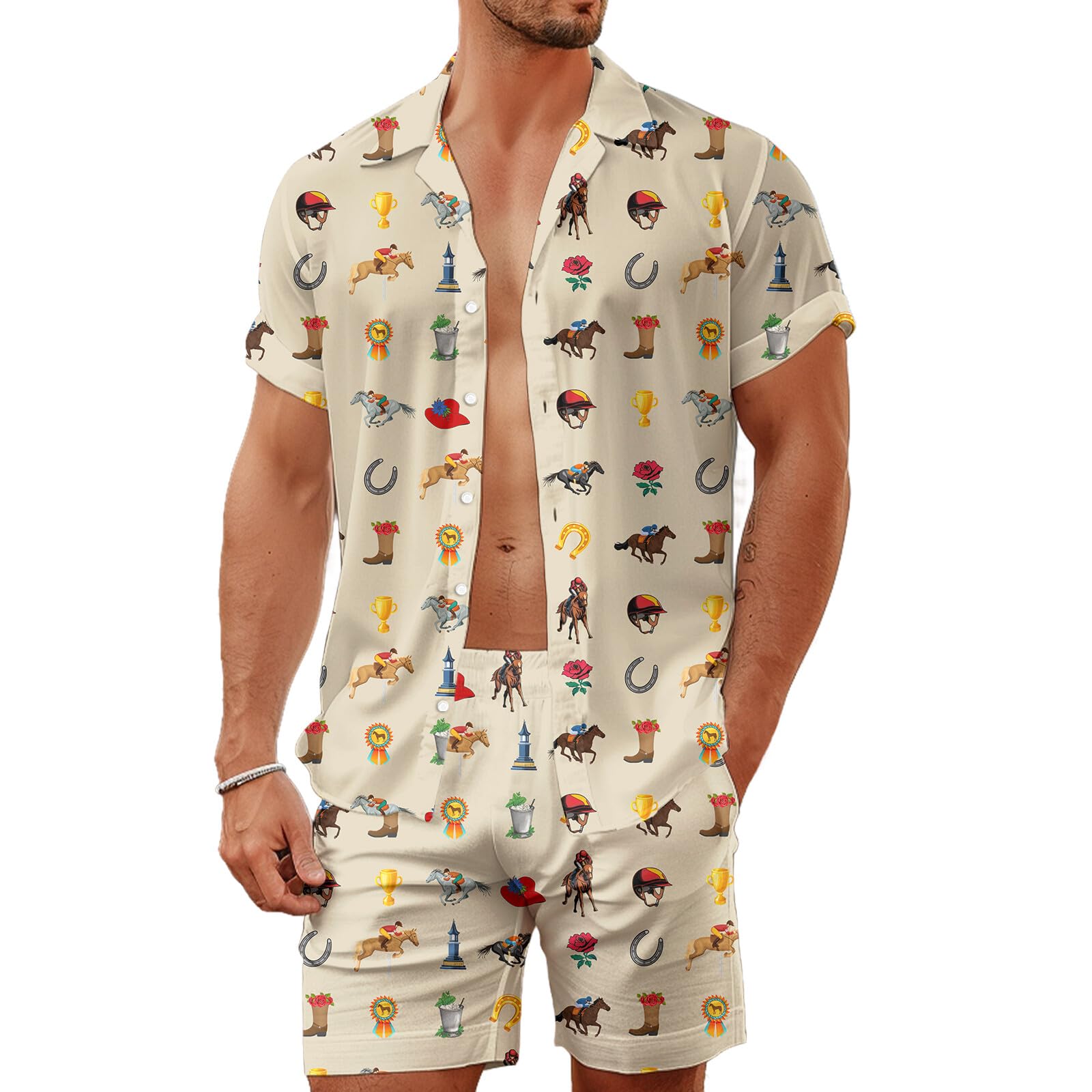 Men's 80s 90s Neon Hawaiian Shirt Rave Disco Glow Party Sets