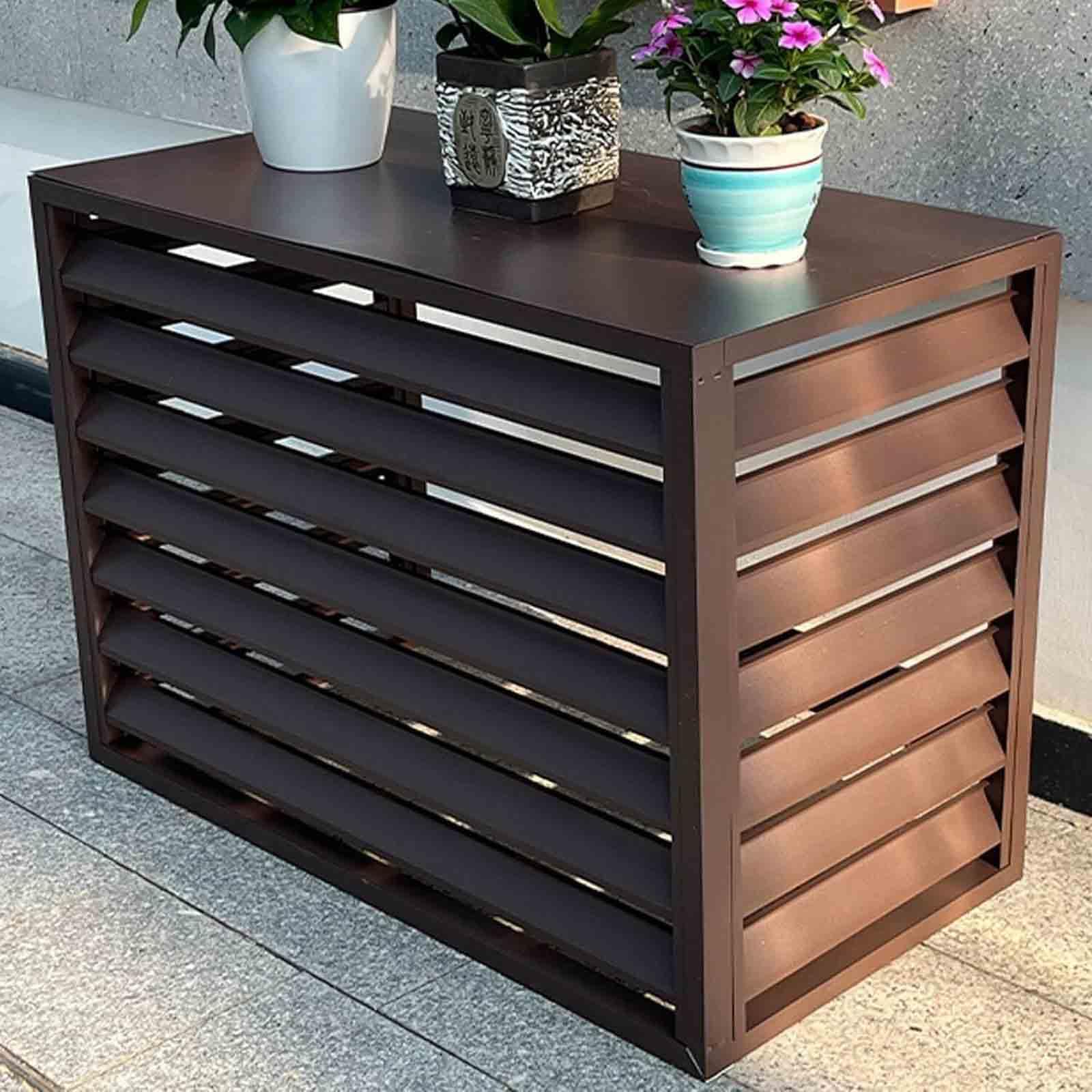 QYMYOZ Weatherproof Outdoor Air Conditioner Cover - Decorative Aluminium Heat Pump Protector, Noise Reduction Privacy Barrier Screen, Durable HVAC Shield for All Seasons