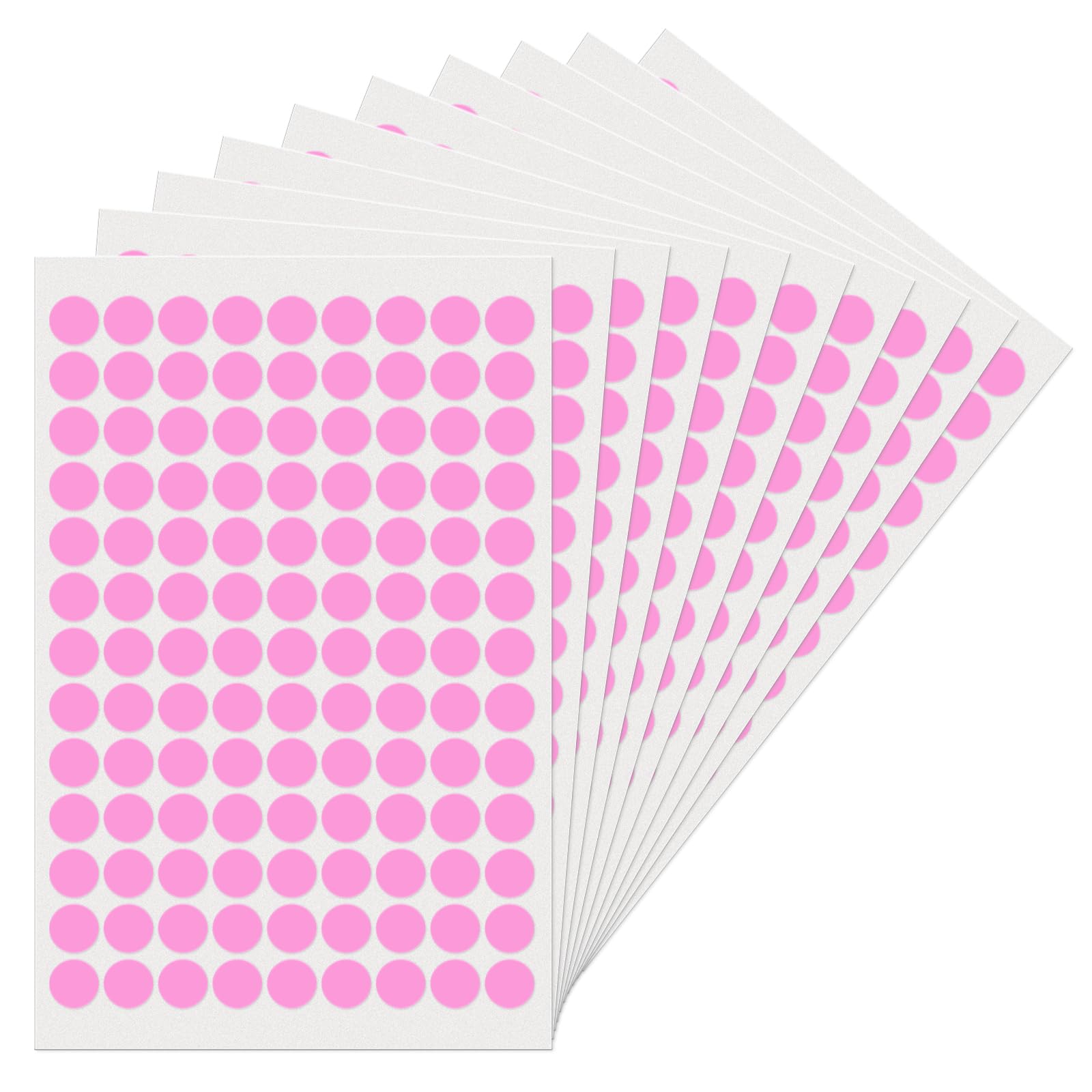 YIKIADA 1170 Pegatinas Rosas Redondas de 13 mm - Gomets Formas y Colores Surtidos - Etiquetas de Puntos Rosas Autoadhesivos