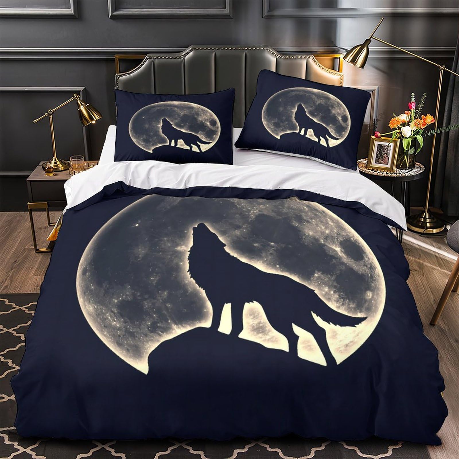 Housse de couette loup imprimé 3D super douce, cadeau idéal lit simple