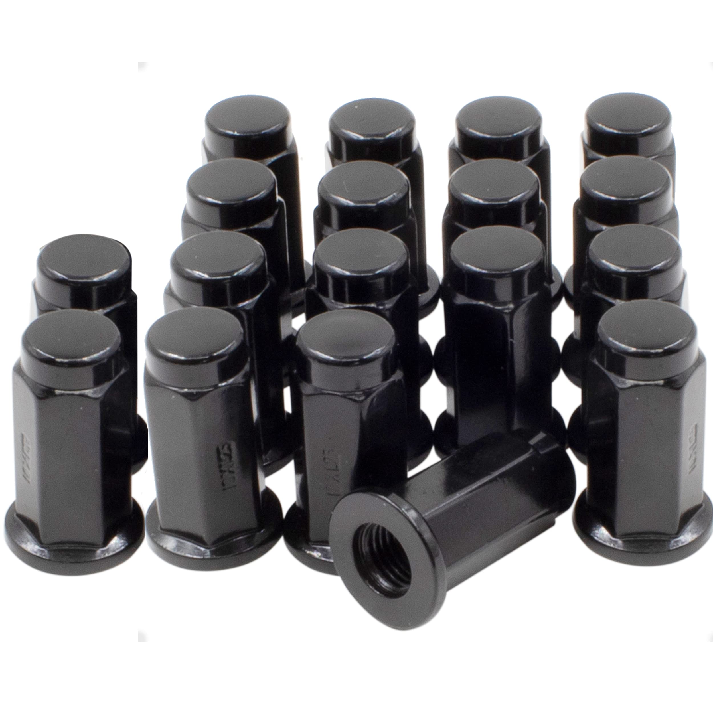 Wheel Accessories PartsSet of 18 Black 3/8 Flat Seat ATV & UTV Wheel Lug Nuts (18 PC, Black, 1.26" Long, 14mm Hex) Fits Polaris Ranger, Sportsman
