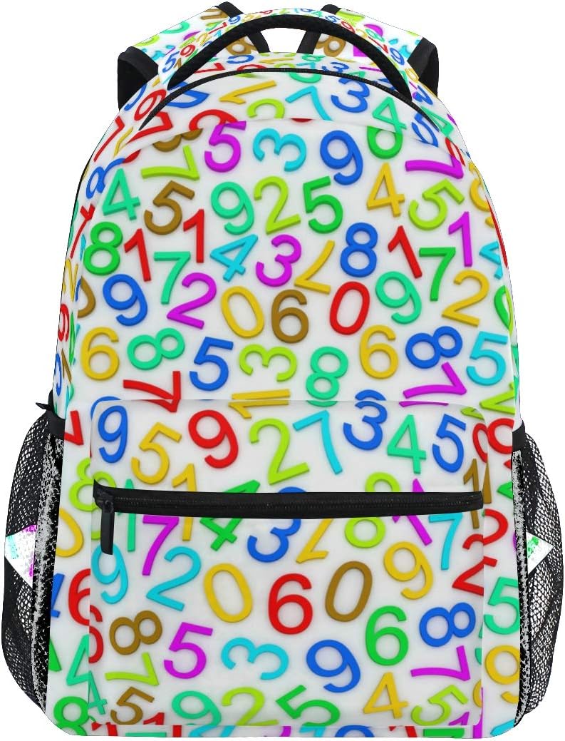 senya Colorful Numbers School Backpack Travel Rucksack Book Bag Laptop Backpack Multi