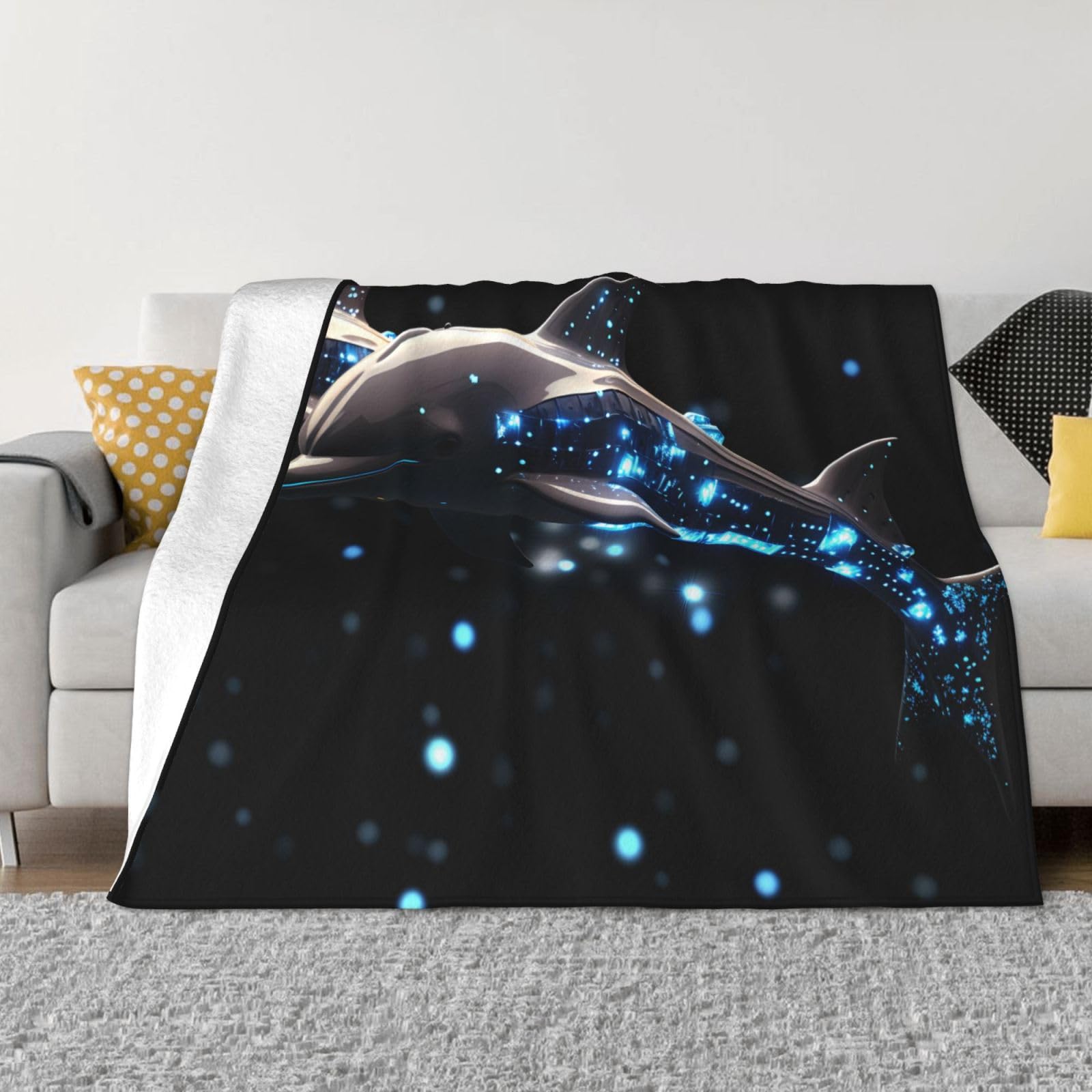 Couverture polaire douce toutes saisons PHAYAH flanelle bleue