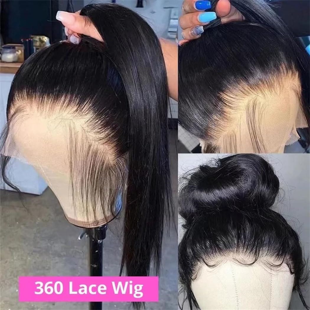 Womens Straight 360 Lace Front Human Hair Wig 30 32 Inch 220 Density HD Lace Pre Plucked Natural Hairline wigs