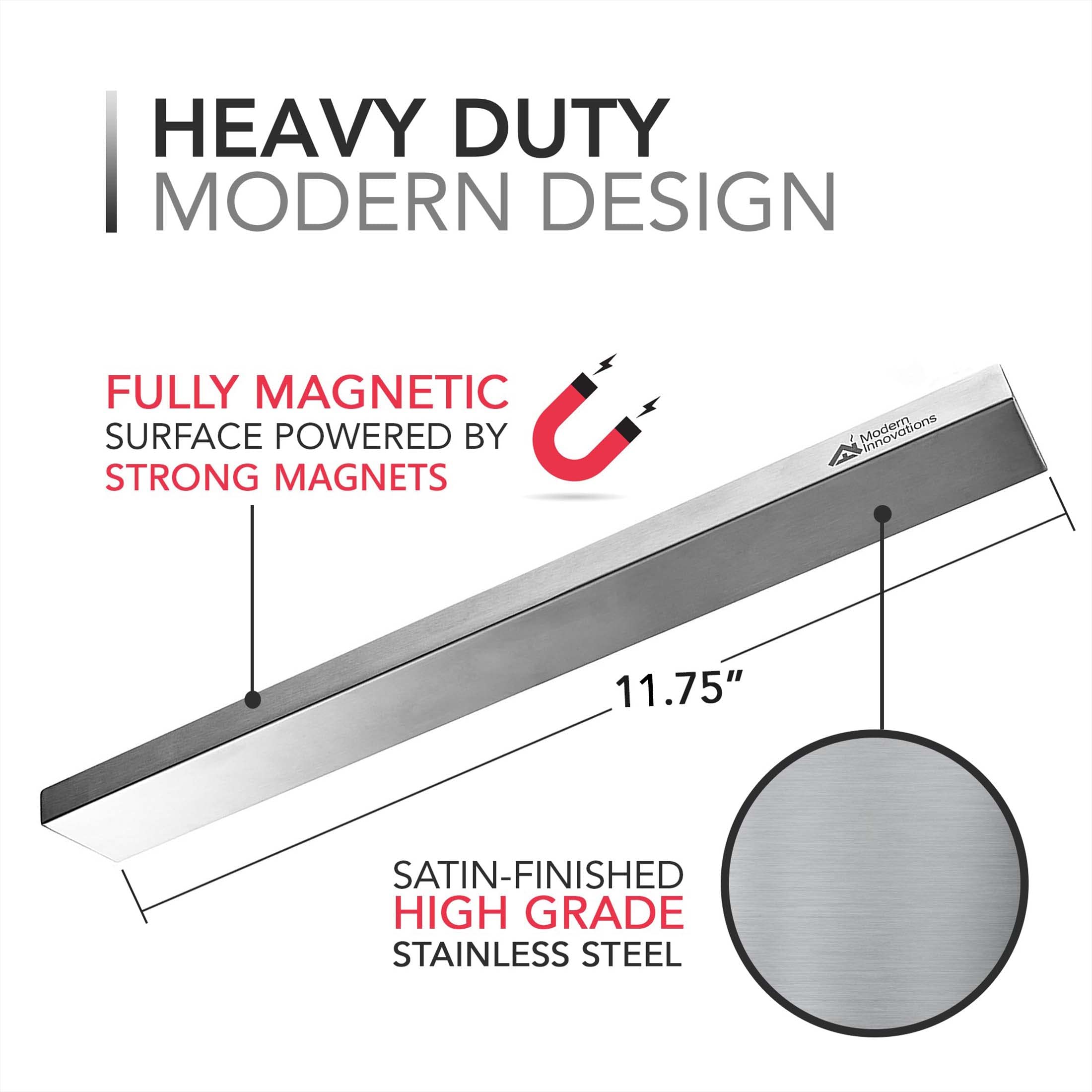 Modern Innovations Magnetyczny uchwyt na noże do lodówki, magnetyczny uchwyt na noże do lodówki lub ściany kuchennej, bez wiercenia, paski magnetyczne na noże i metalowe przybory, stojak na narzędzia,