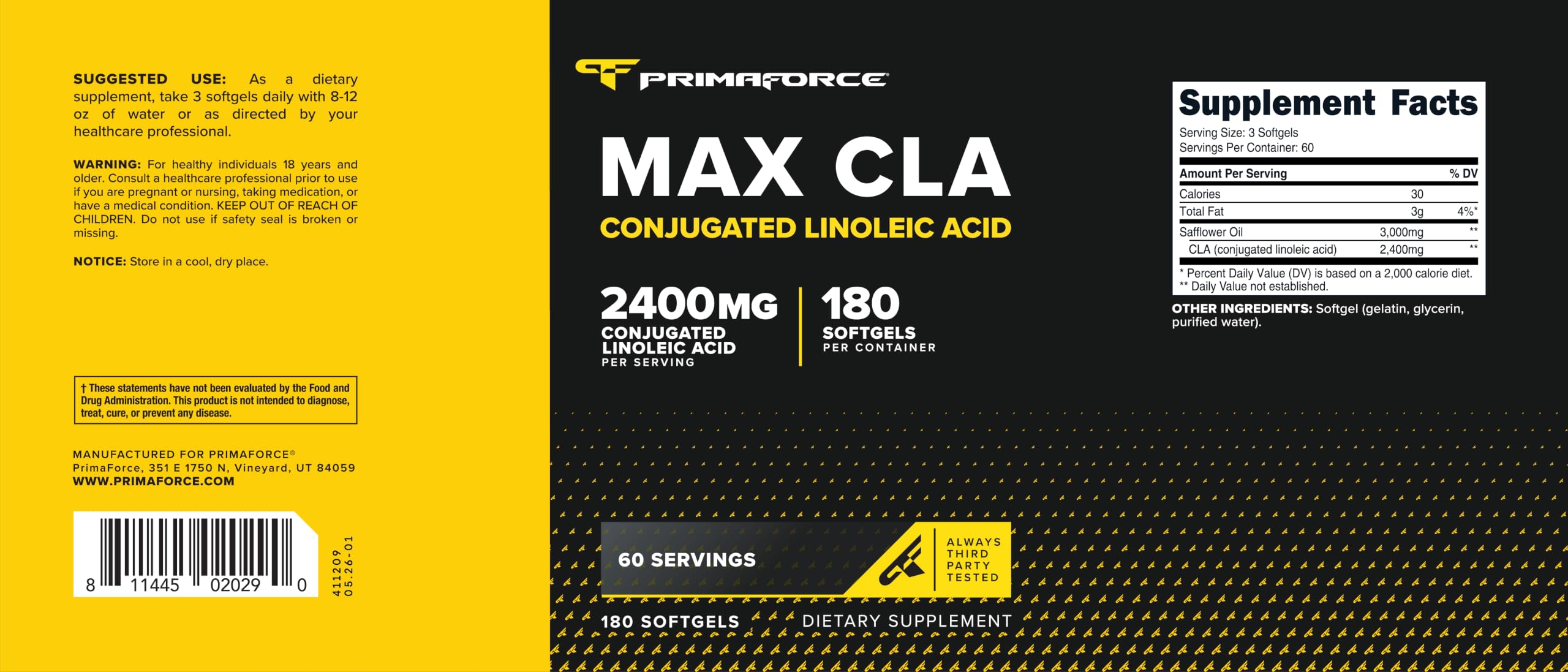 Primaforce CLA (2400mg) 180 Softgels, Max CLA for Men and Women — Amazon image 5