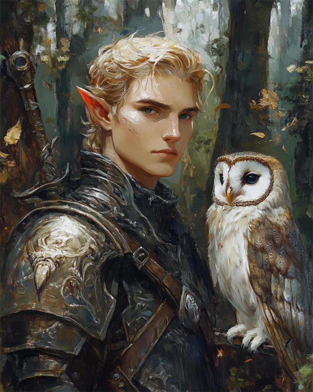 RKFLGEW Animal 14CT Cross-Stitch Counted Kits Elf Warriors and Owls Cross Stitch Starter Set for Adults DIY Needlepoint Kits Embroidery Patterns Home Decoration 40x50cm