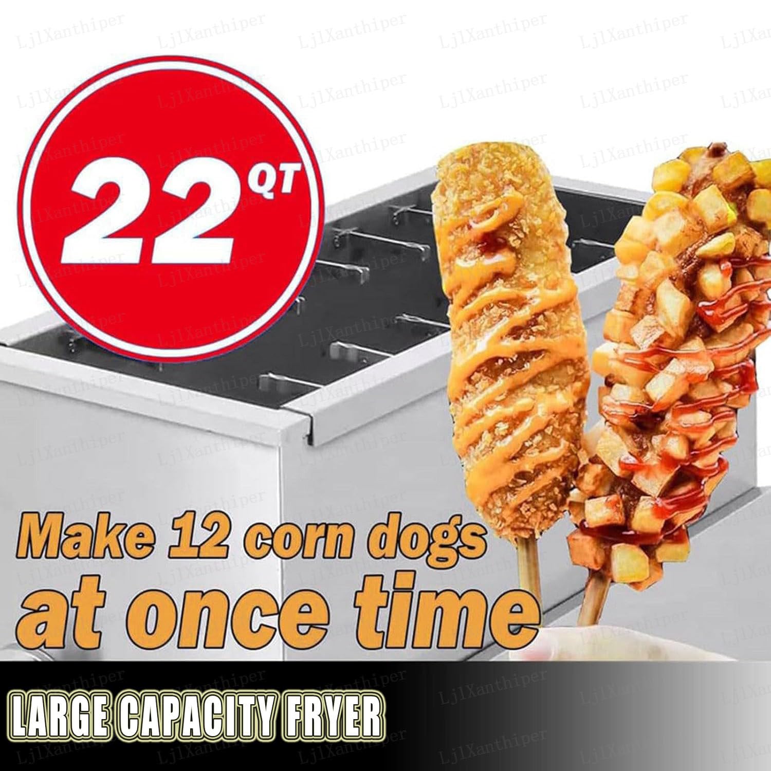 Fornello per Griglia per Salsicce Commerciale,A Gas GPL 21 Litri per Hot Dog di Mais E Formaggio Coreano,Friggitrice per Corn Dog,per Ristorante,Cucina Domestica,Snack Bar