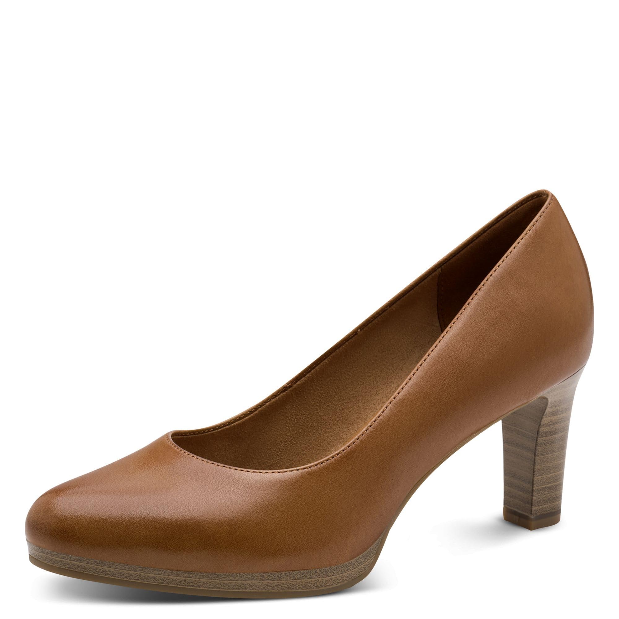Tamaris Women's leather pumps with block heel brown 6.5 UK