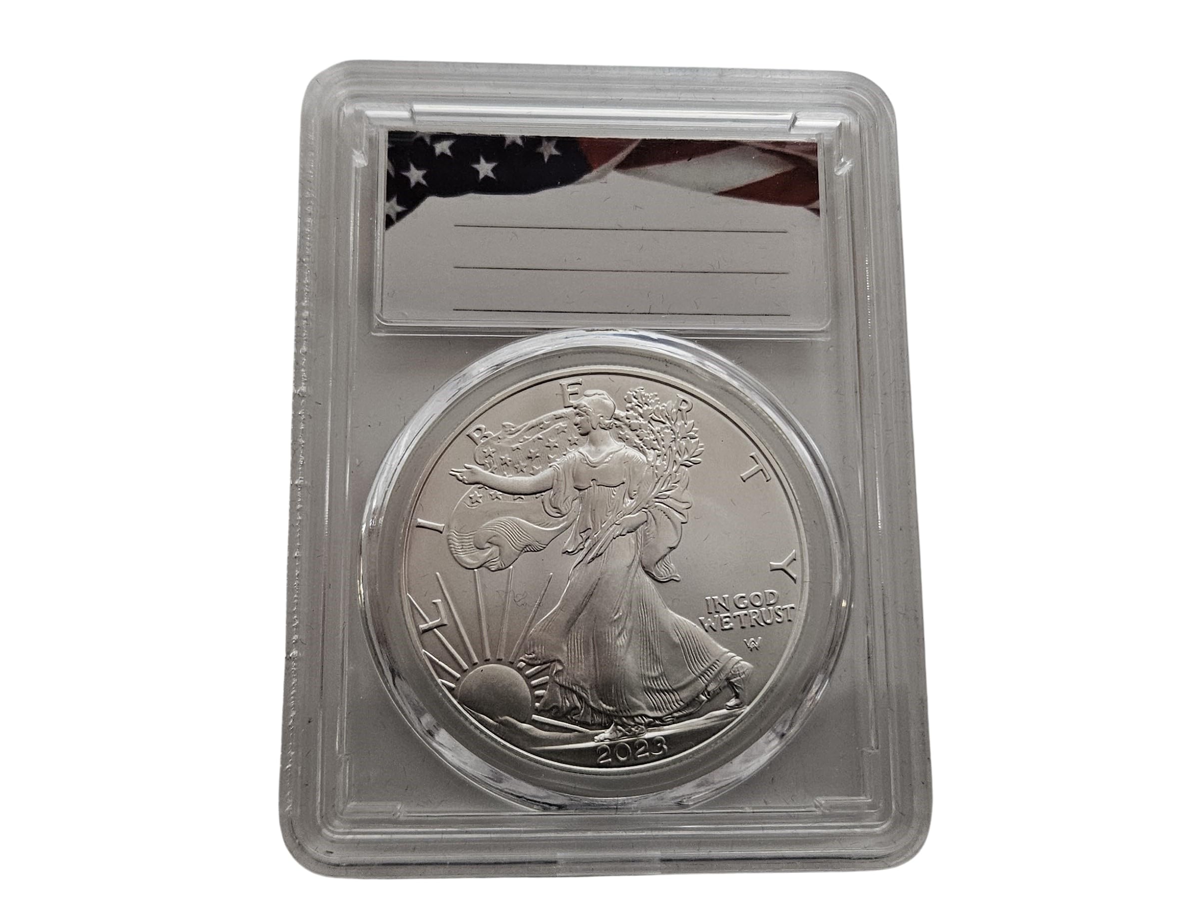 8-Pack Premium Acrylic Coin Slab Holders For American Silver Eagles - 40mm Sizing Ring Included