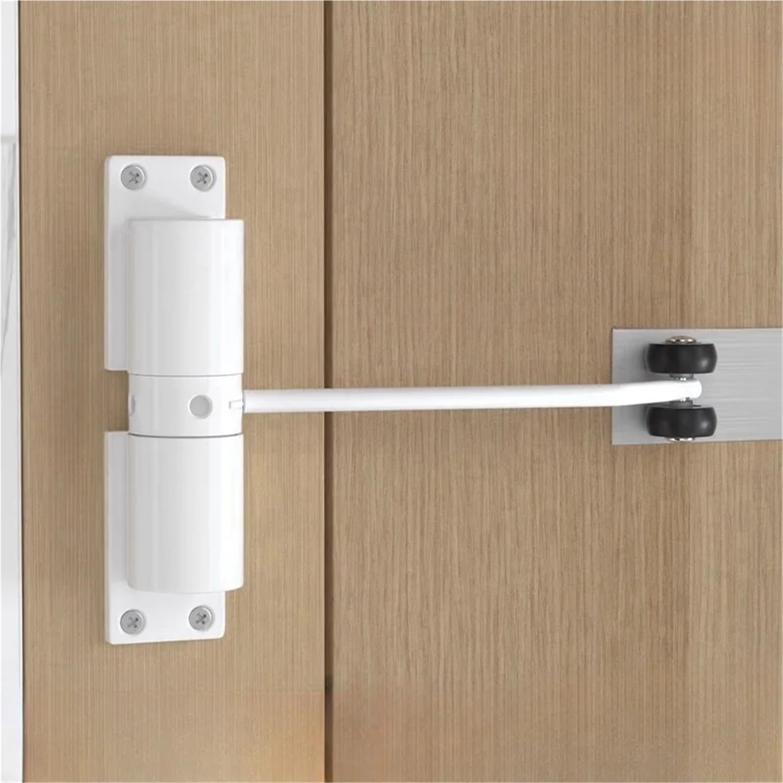 Chiudiporta automatico regolabile da 2 pezzi a molla di sicurezza resistente montato in superficie for chiudiporta nero esterno interno Per Porte(White)