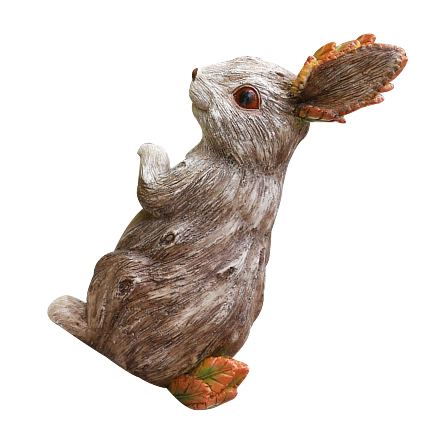Osterhase Kunstharz Deko Weiß, Niedliche Figur für Garten und Terrasse