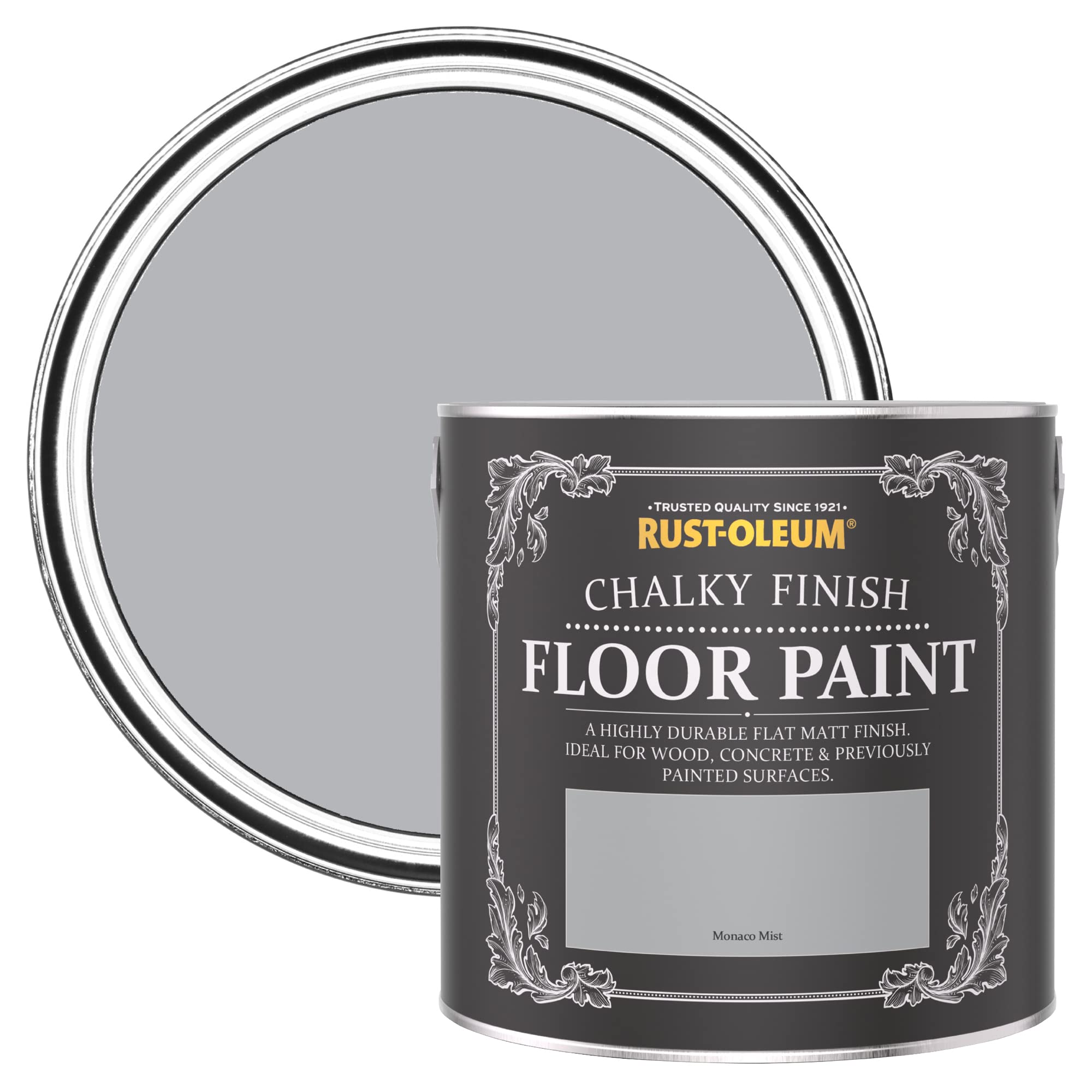Rust-Oleum Peinture Blanche Résistante aux rayures pour Sols, Finition Mate - Monaco 2.5L