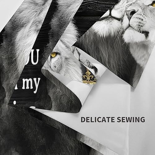 Miniatura 7 de Tapiz de rey león y reina con corona, con nombre personalizado, citas románticas en blanco y negro, con texto en inglés "I Choose You", tapiz de