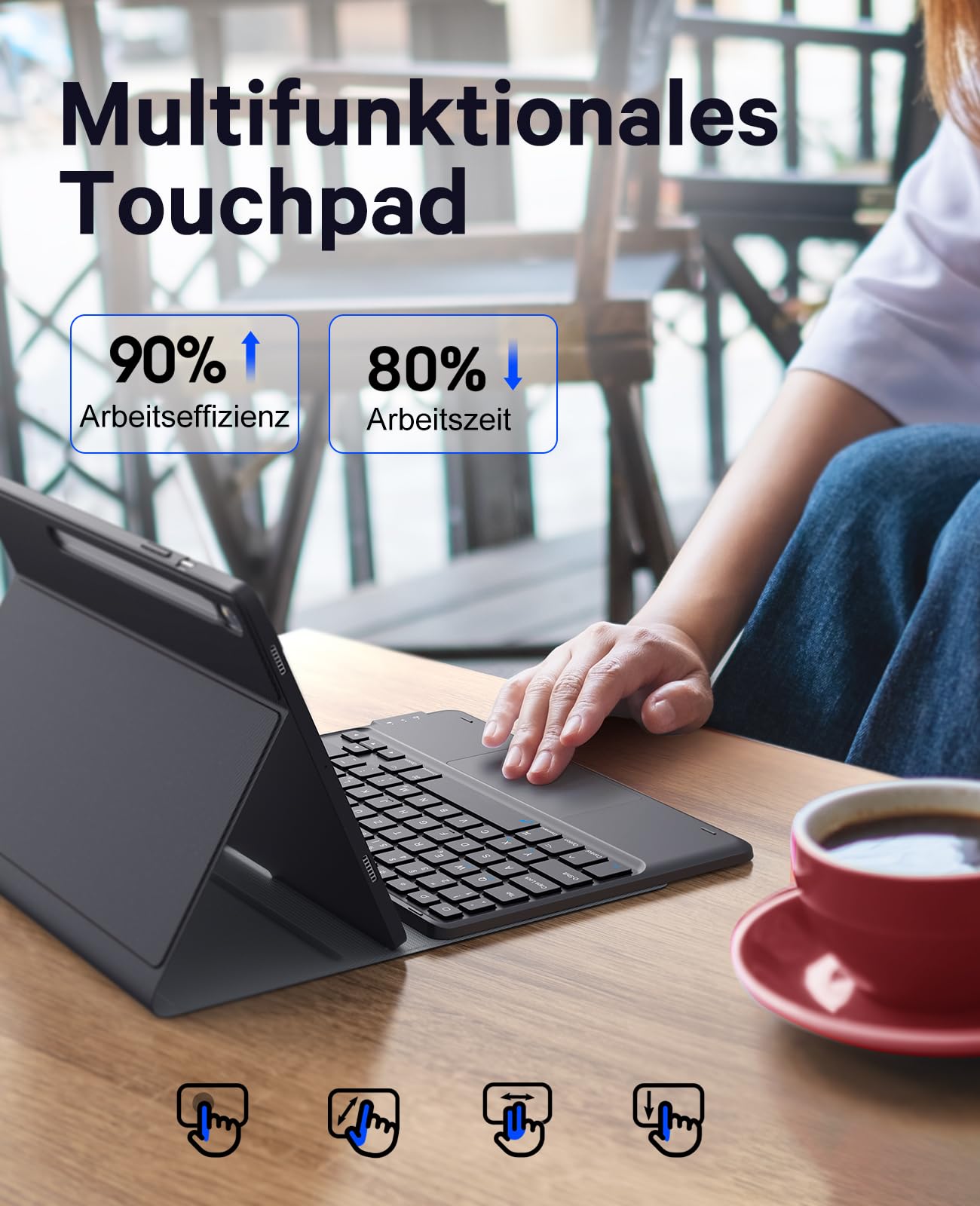 Earto Samsung Galaxy Tab Clavier pour S10 Lite/S10 FE 10,9"/S9 FE/Tab S9
