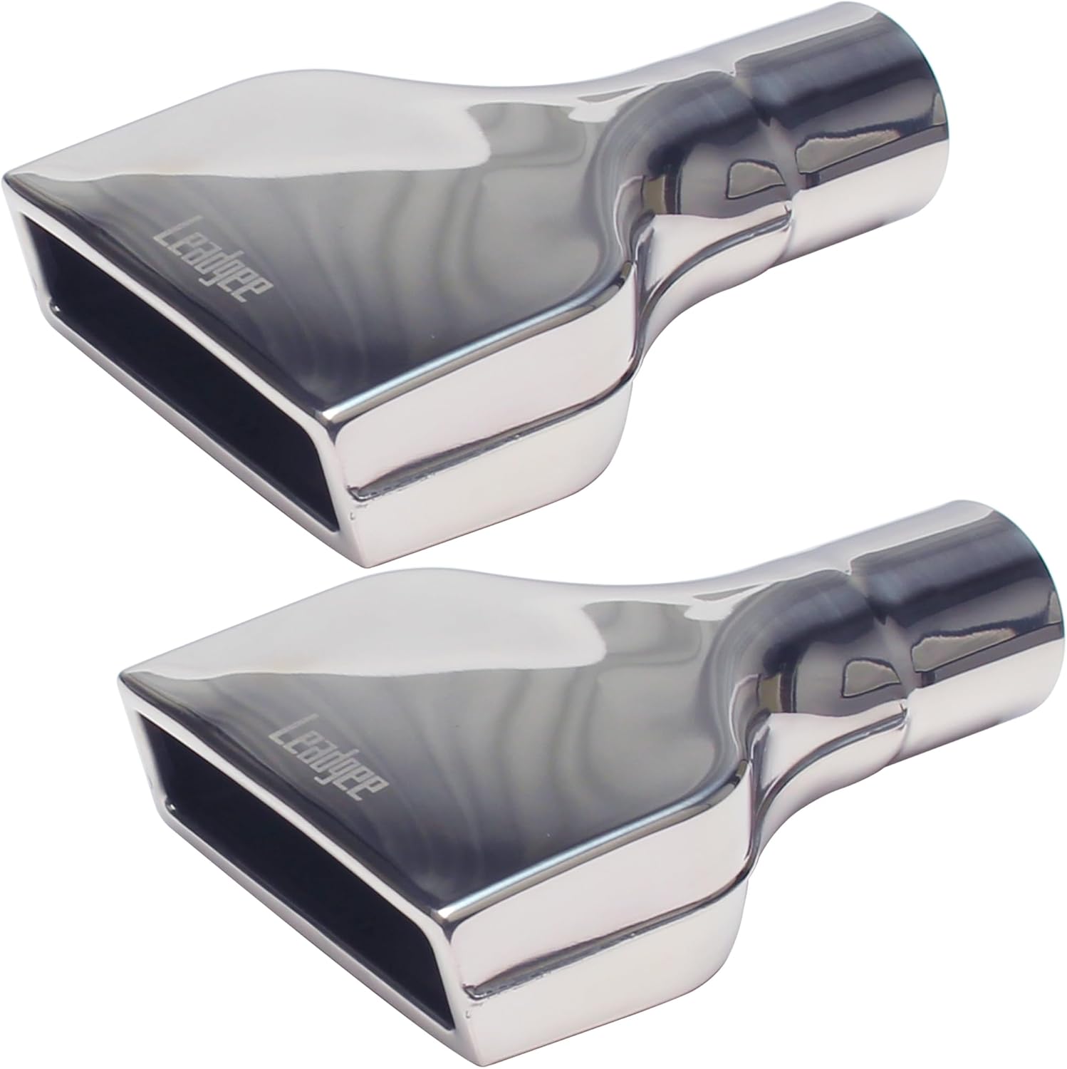 2PCS Exhaust Tip 2.5" Inlet 2" x 6" Outlet 10" Long Rolled Rectangle Exhaust Tailpipe Tips Stainless Steel Polished Diesel Pipe Weld On
