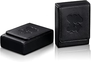 2 Pcs Single Deck Leather Playing Card Case Holder Black Playing Card Box Protector Poker Cards Case Fits Bridge and Poker Size Cards