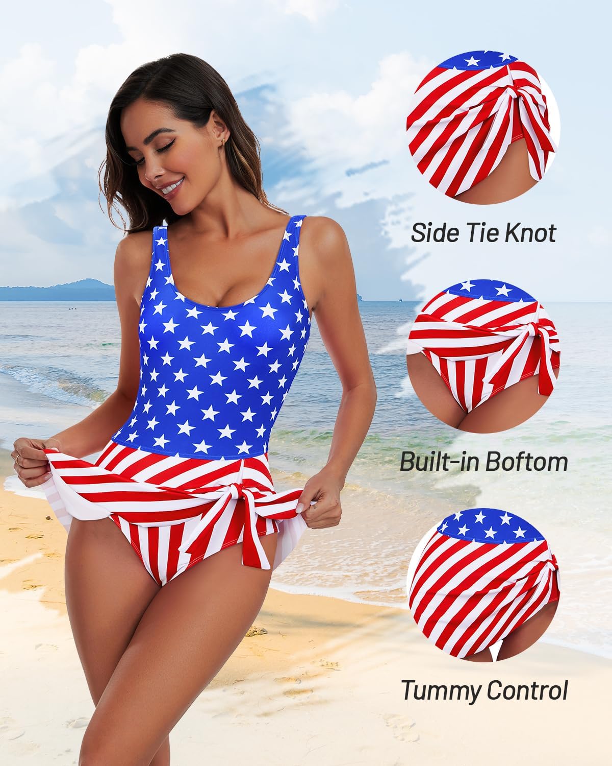 Century Star Swim Dress for Women - 2026 One Piece Swimsuit with Skirt Tummy Control Swim Dresses Bathing Suit Swimwear