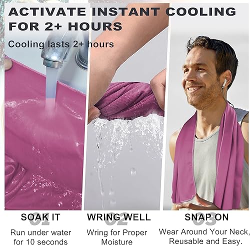 Miniatura 2 de Toallas de hielo y sudor, 43.3 x 15.7 pulgadas, envolturas refrescantes para el calor del verano, enfriamiento rápido para gimnasio, correr, golf,