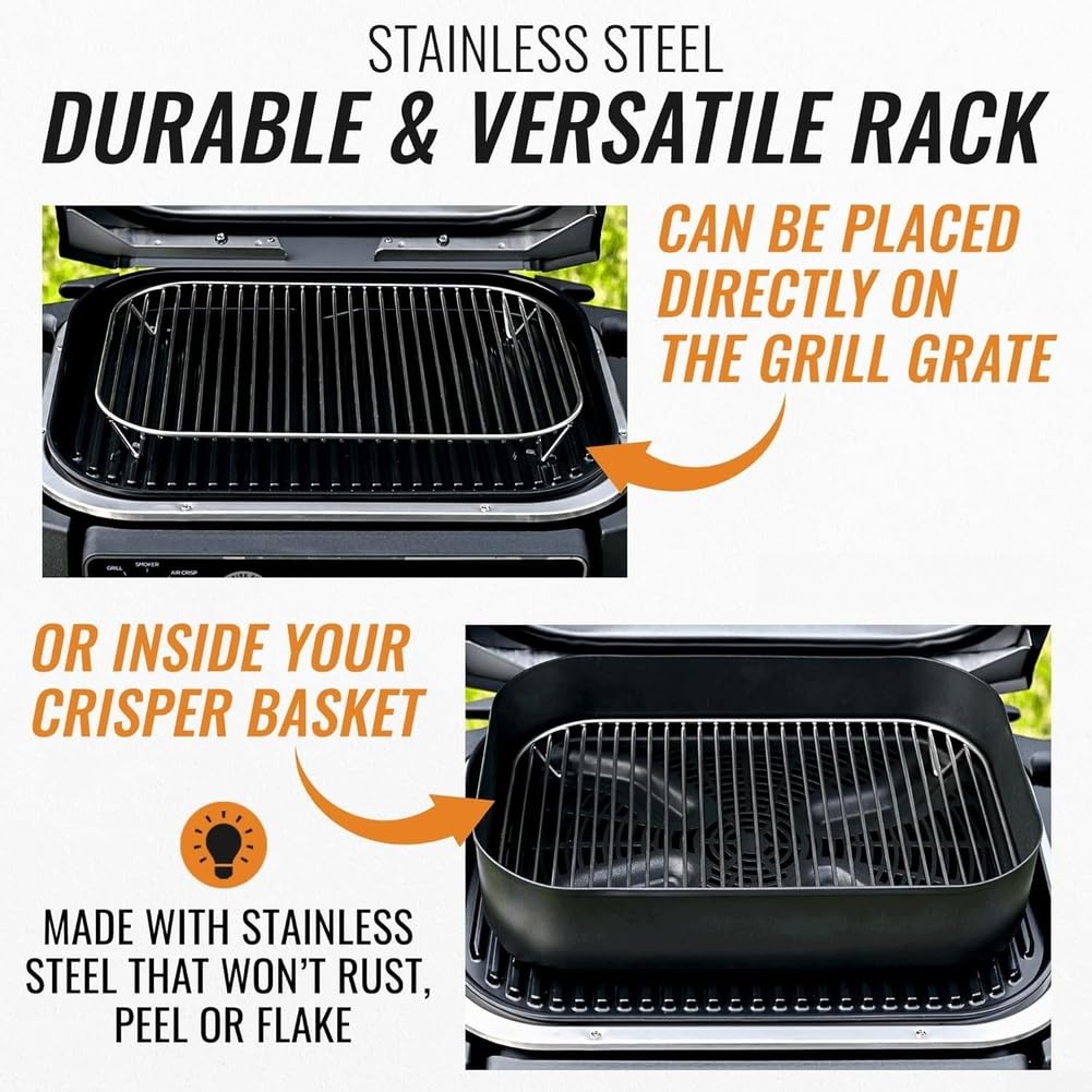 Rejilla de acero inoxidable de doble capa para barbacoa al aire libre, rejilla de cocción plegable para OG700 OG701 malla de acabado plateado (paquete de 2)