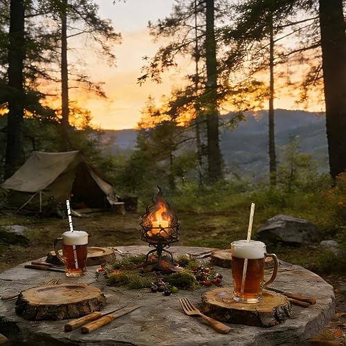 Miniatura 6 de 100 pajitas de papel mixtas para fiestas, a granel, lindo árbol de madera de grano de abedul negro, pajitas rústicas a granel, picnic, campamento,