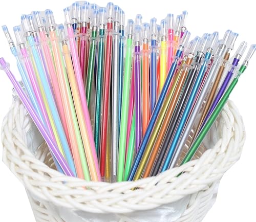 Juego de recambios de bolígrafos de gel de 12/24/36/48 colores con purpurina para colorear para niños y adultos, libros de colorear, álbumes de