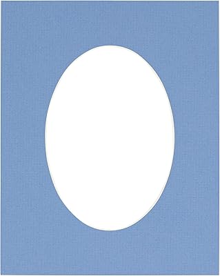 8x10 Brittany Blue Mat for 6x8 Photos - Bevel Cut Oval Shaped Photo Mat Board - Acid Free Matte to Protect Your Pictures - Bevel Cut for Family Photos, Pack of 1 Matboard