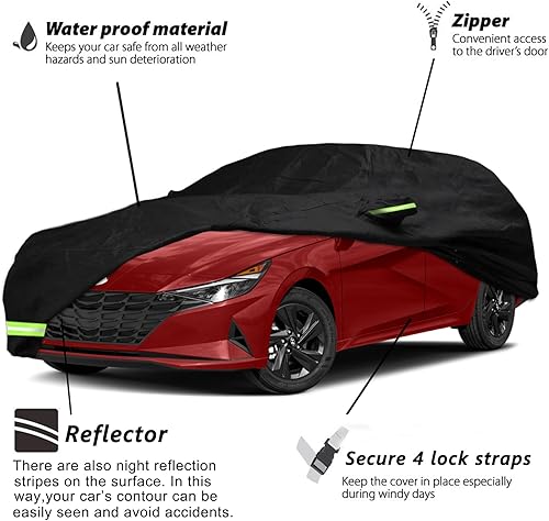 Miniatura 2 de YIXIN Funda impermeable para automóvil Hyundai Elantra 2006-2023, ajuste personalizado, correa 100% impermeable a prueba de viento y bandas de